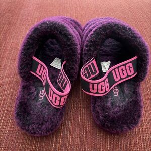 UGG Plum Fluffy Slippers with Pink Strap